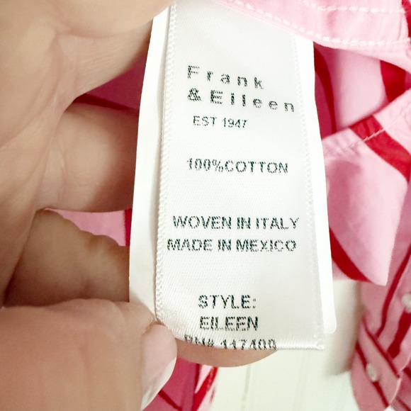 Frank & Eileen Women's Eileen Relaxed Button Up Shirt Pink Red Medium - Picture 8 of 13